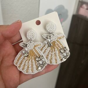 Handmade Beaded Seashell Earrings